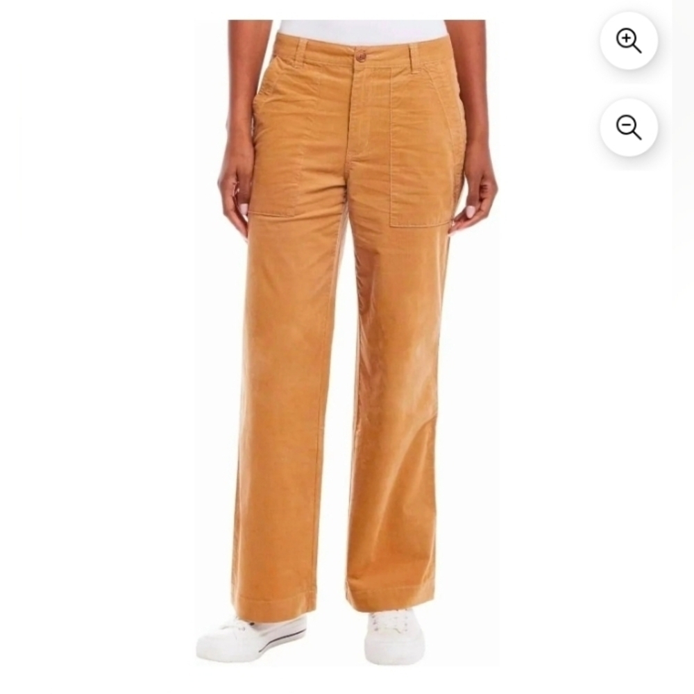 Weatherproof Vintage Womens Tan Corduroy Wide Leg Pants Stretch